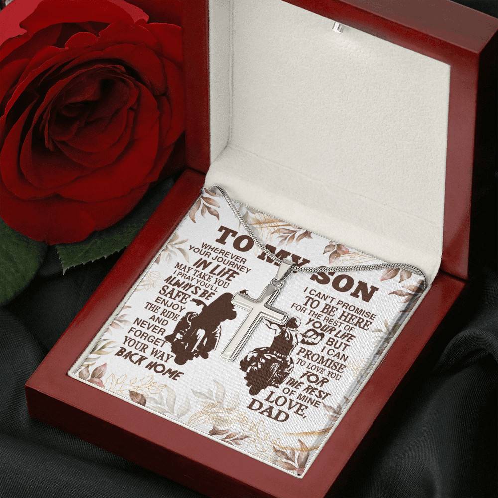 To My Son Wherever Your Journey In Life May Take You I Pray You'll Always Be Safe Artisan Crafted Cross Necklace