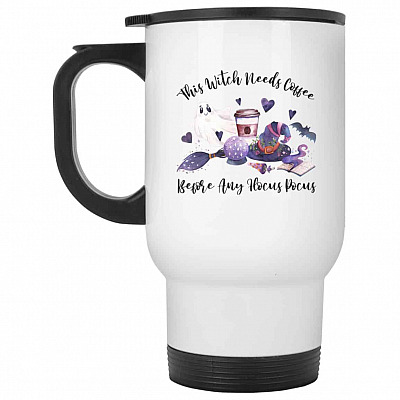 14 oz. White Travel Mug