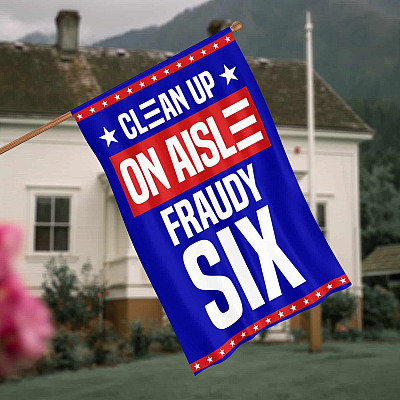 Funny Anti Biden Say No To Creepy Biden Fraudy Six 46 Decorative Garden Flag - Clean Up On Aisle 46 House Wall Flag