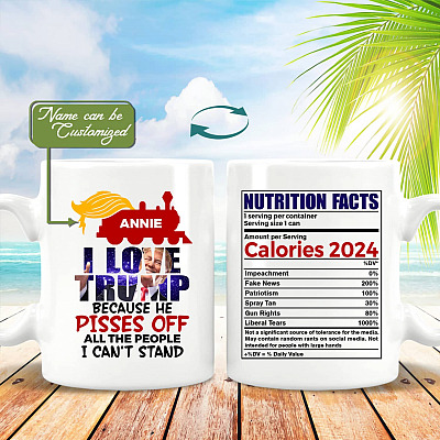 Alternative view of Personalized I Love Trump Because He Pisses Off All the People I Cant Stand Coffee Mug - Beer Stein