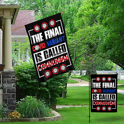 Alternative view of The Final Covid Variant Is Called Communism Vintage Decorative Garden House Flag - Anti Communist Indoor Outdoor Flag