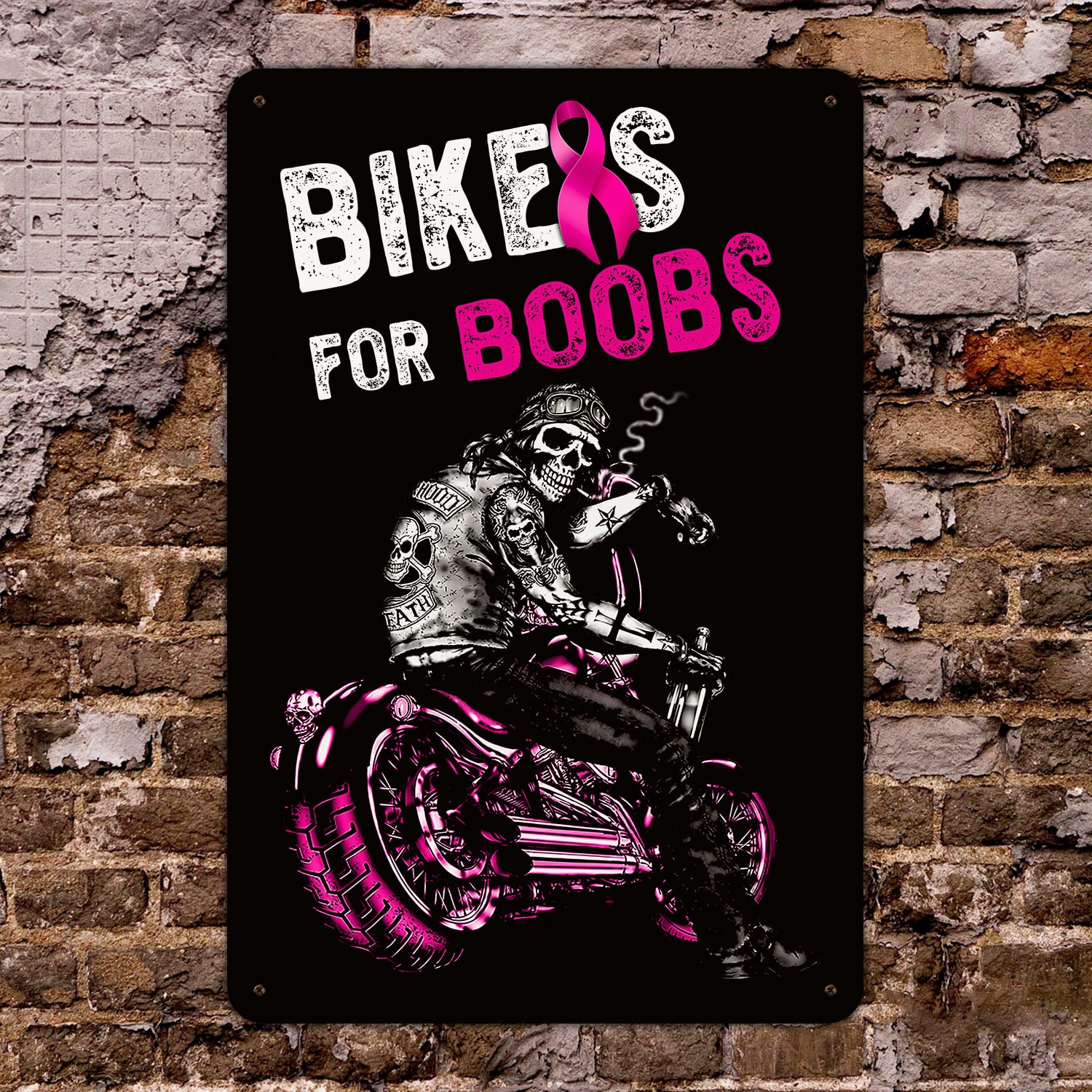 3KT. Biker For Boobs (metalsign) Metal Sign Mockup 8