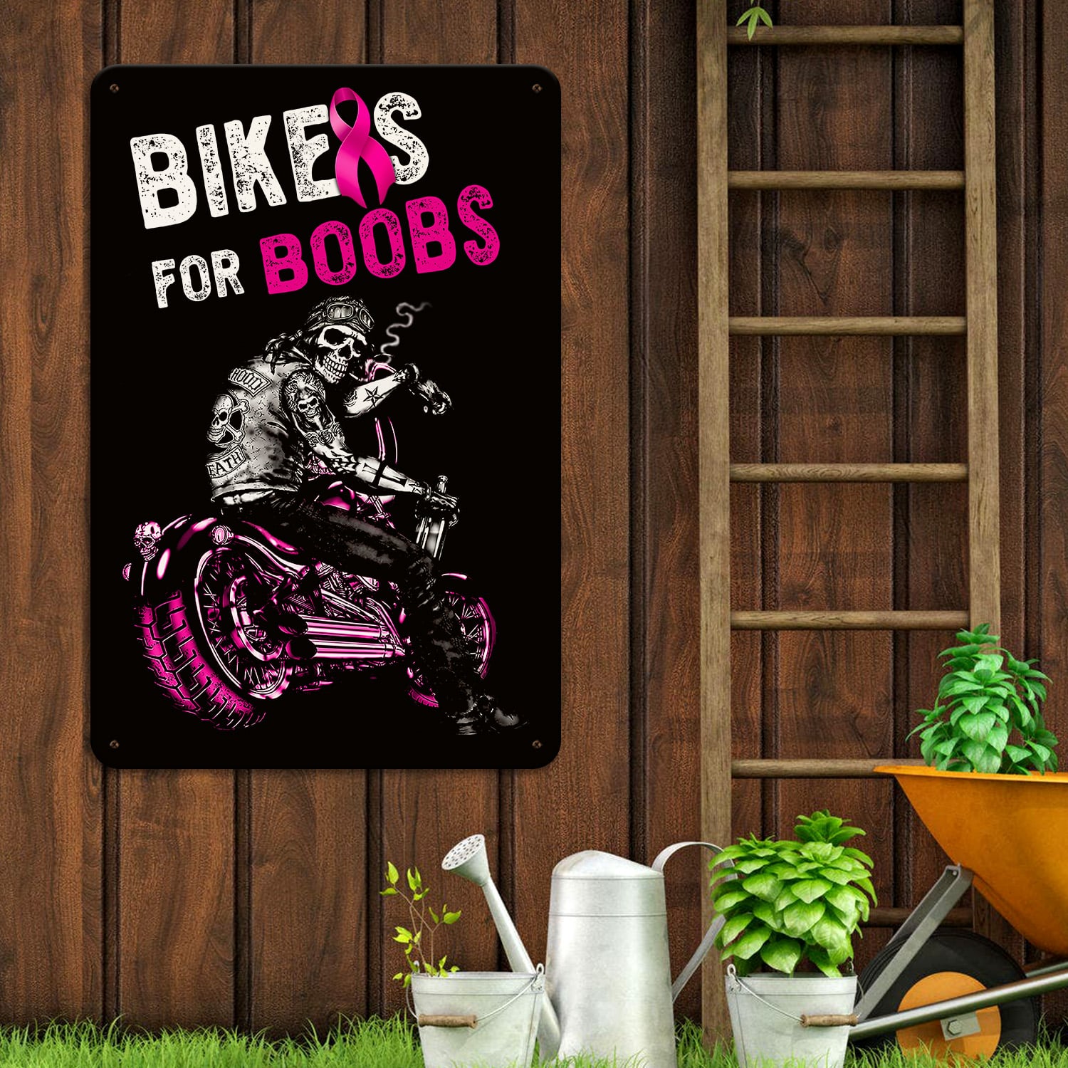 3KT. Biker For Boobs (metalsign) Metal Sign Mockup 12
