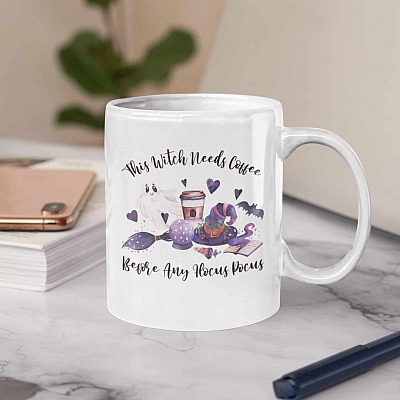 This Witch Needs Coffee Before Any Hocus Pocus Ceramic Coffee Mug - Beer Stein - Water Bottle - Color Changing Mug