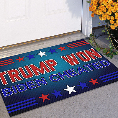 Alternative view of Trump Won Biden Cheated House Doormat - Outdoor Indoor Doormat - Pro Trump Anti Biden Doormat