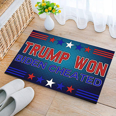 Trump Won Biden Cheated House Doormat - Outdoor Indoor Doormat - Pro Trump Anti Biden Doormat