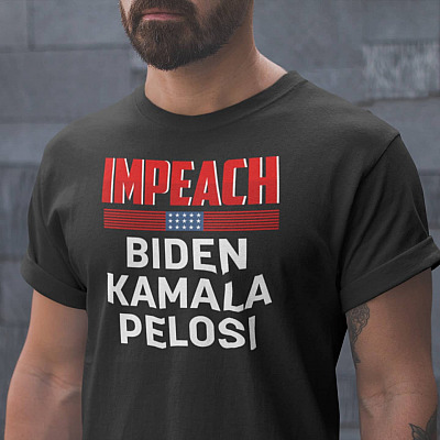 Alternative view of Impeach Biden Kamala Harris Nancy Pelosi T-Shirt - Pro Trump Biden Is Not My President V-Neck Tee