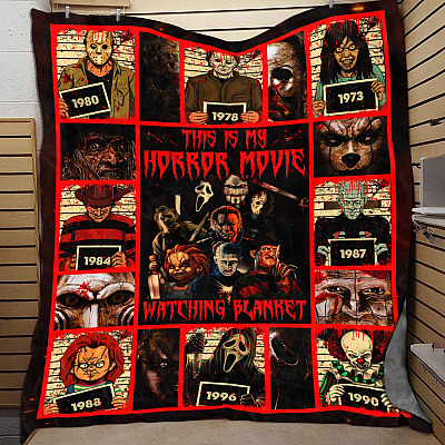 This Is My Horror Movie Watching Blanket Horror Prison Mugshot Style Fleece Blanket - Mink Sherpa Blanket