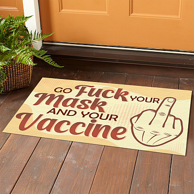 Alternative view of Middle Finger Go Fuck Your Mask and Your Vaccine Decorative Doormat - Anti Mask Anti Vaccine Welcome Mat