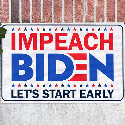 Impeach Biden Let's Start Early Decorative Doormat - Anti Biden Political Welcome Mat