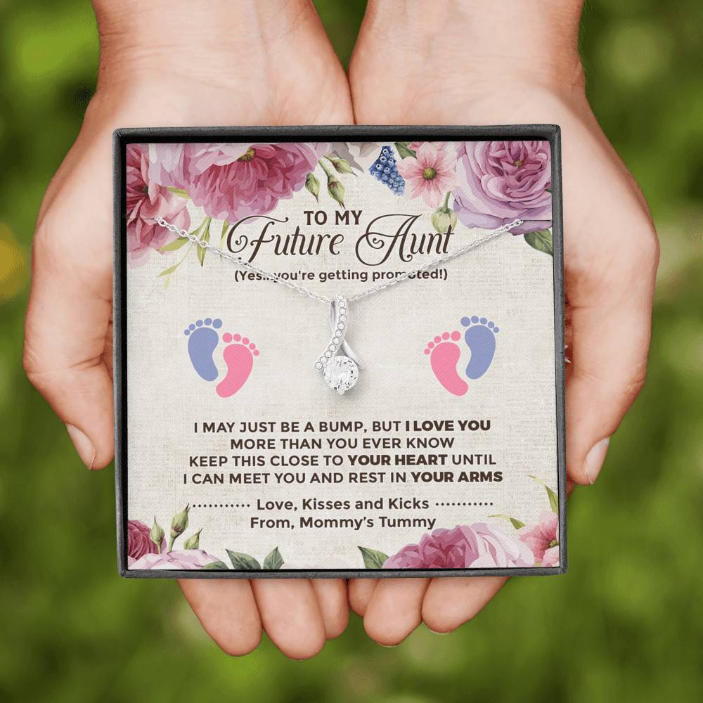 To My Future Aunt I May Just Be A Bump Aunt To Be Love Knot Necklace - Soon To Be Aunt Gifts
