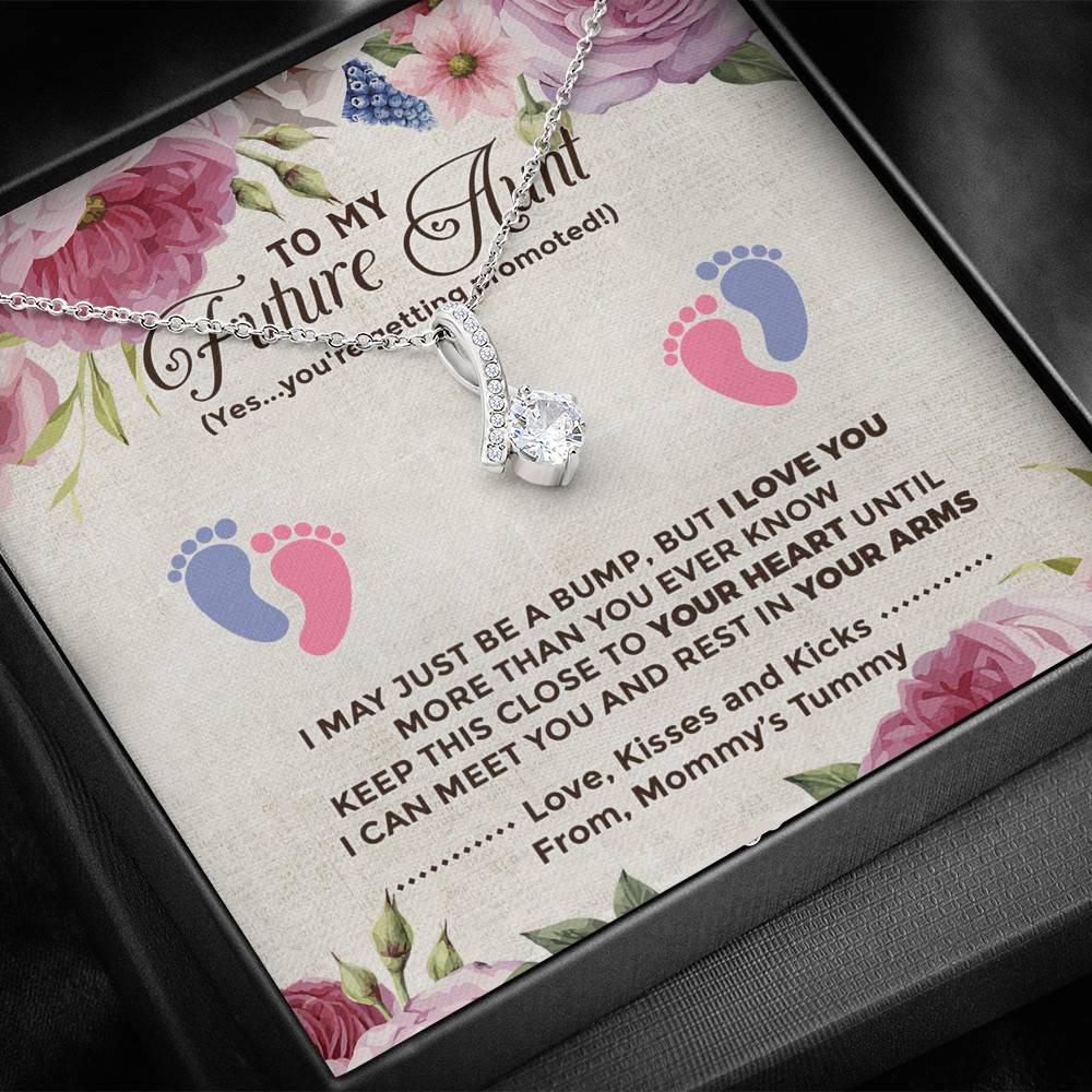 To My Future Aunt I May Just Be A Bump Aunt To Be Love Knot Necklace - Soon To Be Aunt Gifts