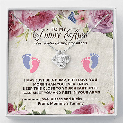 To My Future Aunt I May Just Be A Bump Aunt To Be Love Knot Necklace - Soon To Be Aunt Gifts - Love Knot Necklace