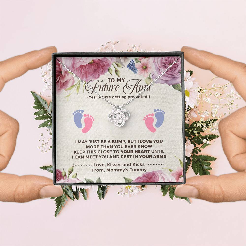 To My Future Aunt I May Just Be A Bump Aunt To Be Love Knot Necklace - Soon To Be Aunt Gifts To My Future Aunt I May Just Be A Bump Aunt To Be Love Knot Necklace - Soon To Be Aunt Gifts