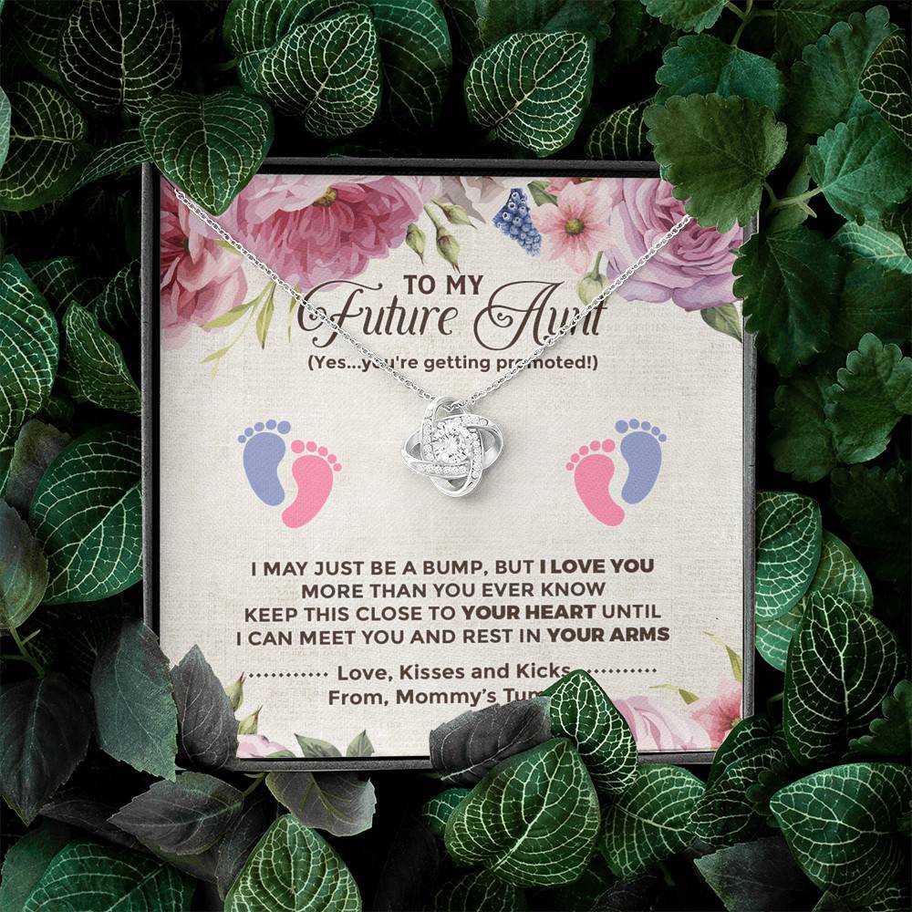 To My Future Aunt I May Just Be A Bump Aunt To Be Love Knot Necklace - Soon To Be Aunt Gifts To My Future Aunt I May Just Be A Bump Aunt To Be Love Knot Necklace - Soon To Be Aunt Gifts