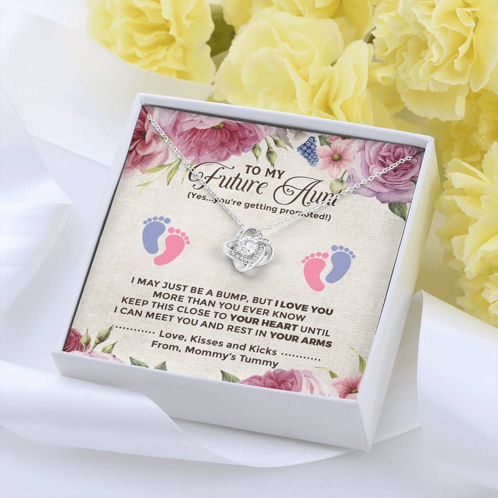 To My Future Aunt I May Just Be A Bump Aunt To Be Love Knot Necklace - Soon To Be Aunt Gifts To My Future Aunt I May Just Be A Bump Aunt To Be Love Knot Necklace - Soon To Be Aunt Gifts