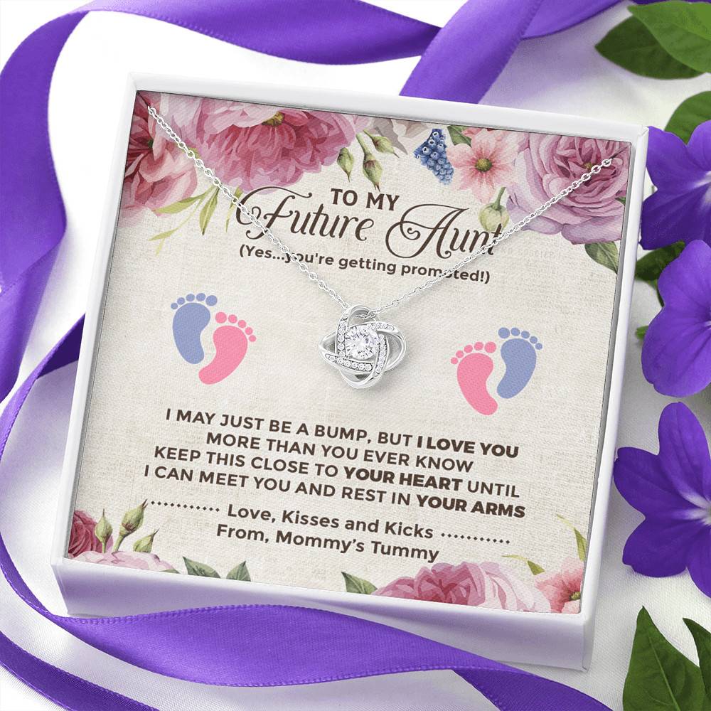 To My Future Aunt I May Just Be A Bump Aunt To Be Love Knot Necklace - Soon To Be Aunt Gifts To My Future Aunt I May Just Be A Bump Aunt To Be Love Knot Necklace - Soon To Be Aunt Gifts