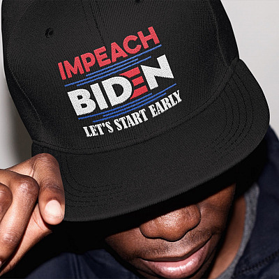 Impeach Biden Let's Start Early Anti Biden Political Twill Cap - High-Profile Snapback Hat
