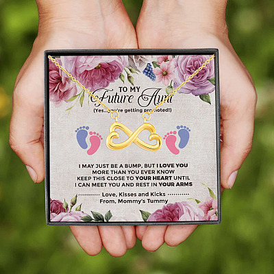 Alternative view of To My Future Aunt I May Just Be A Bump Aunt To Be Infinity Heart Pendant Necklace - Soon To Be Aunt Gifts