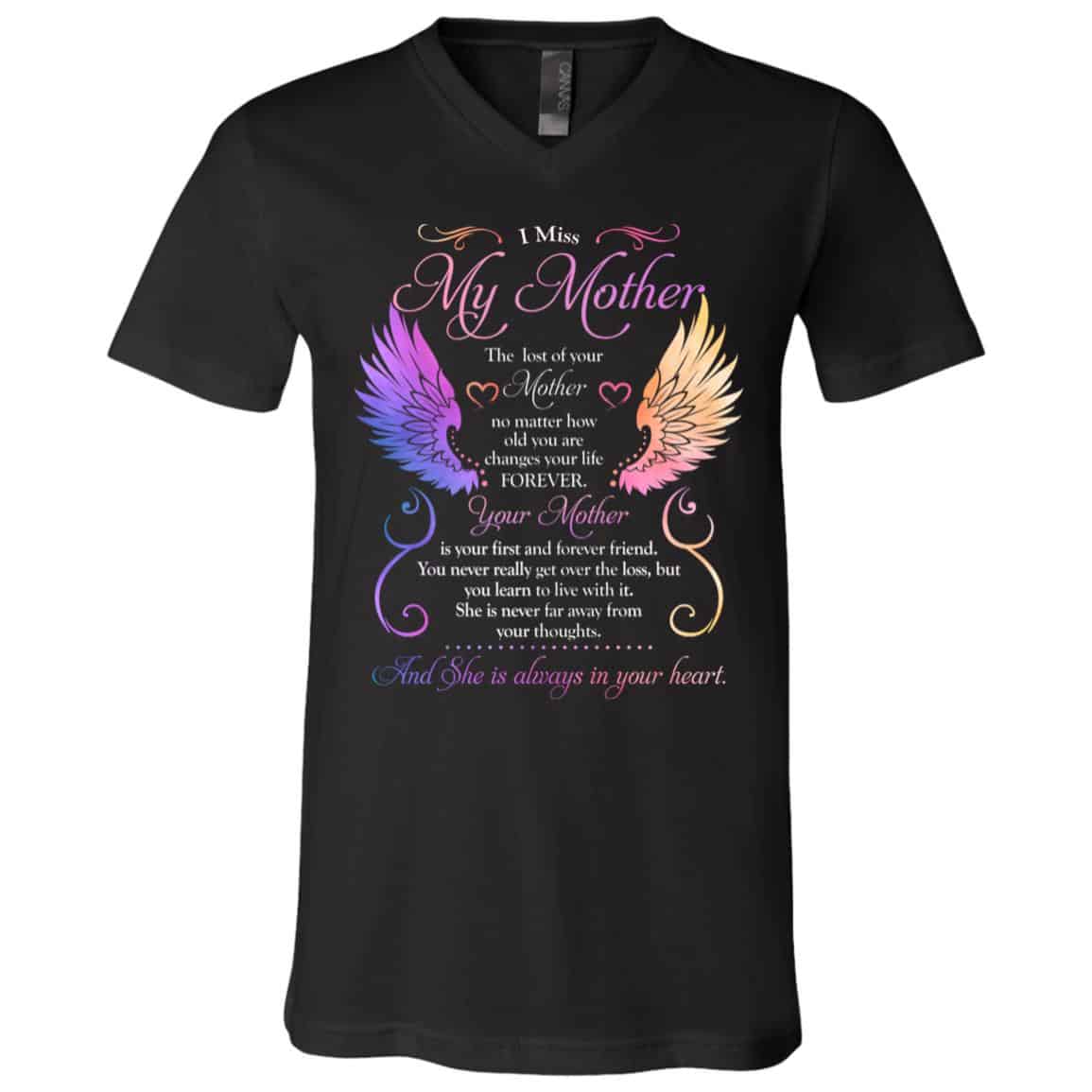 Miss mother tee, Black, V-Neck T-Shirt