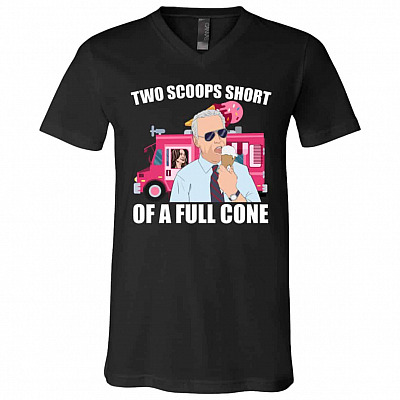 Joe Biden Two Scoops Tshirt, Black, V-Neck T-Shirt