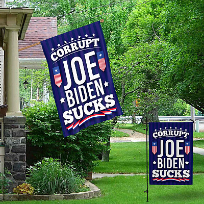 Alternative view of Corrupt Joe Biden Sucks Outdoor Indoor Garden Flag - House Flag - Wall Flag - Political Election Flag