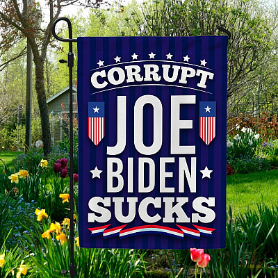 Corrupt Joe Biden Sucks Outdoor Indoor Garden Flag - House Flag - Wall Flag - Political Election Flag