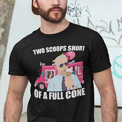 Alternative view of Joe Biden Two Scoops Short Of A Full Cone T-shirt - V-neck Tee - Funny Biden Shirt