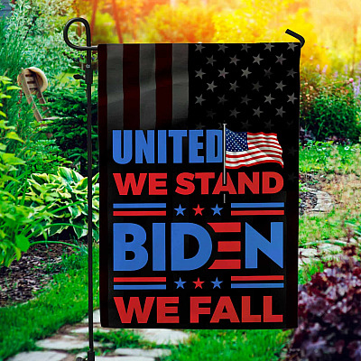 United We Stand Biden We Fall Garden Flag - Anti Biden Flag - Biden Is Not My President House Flag