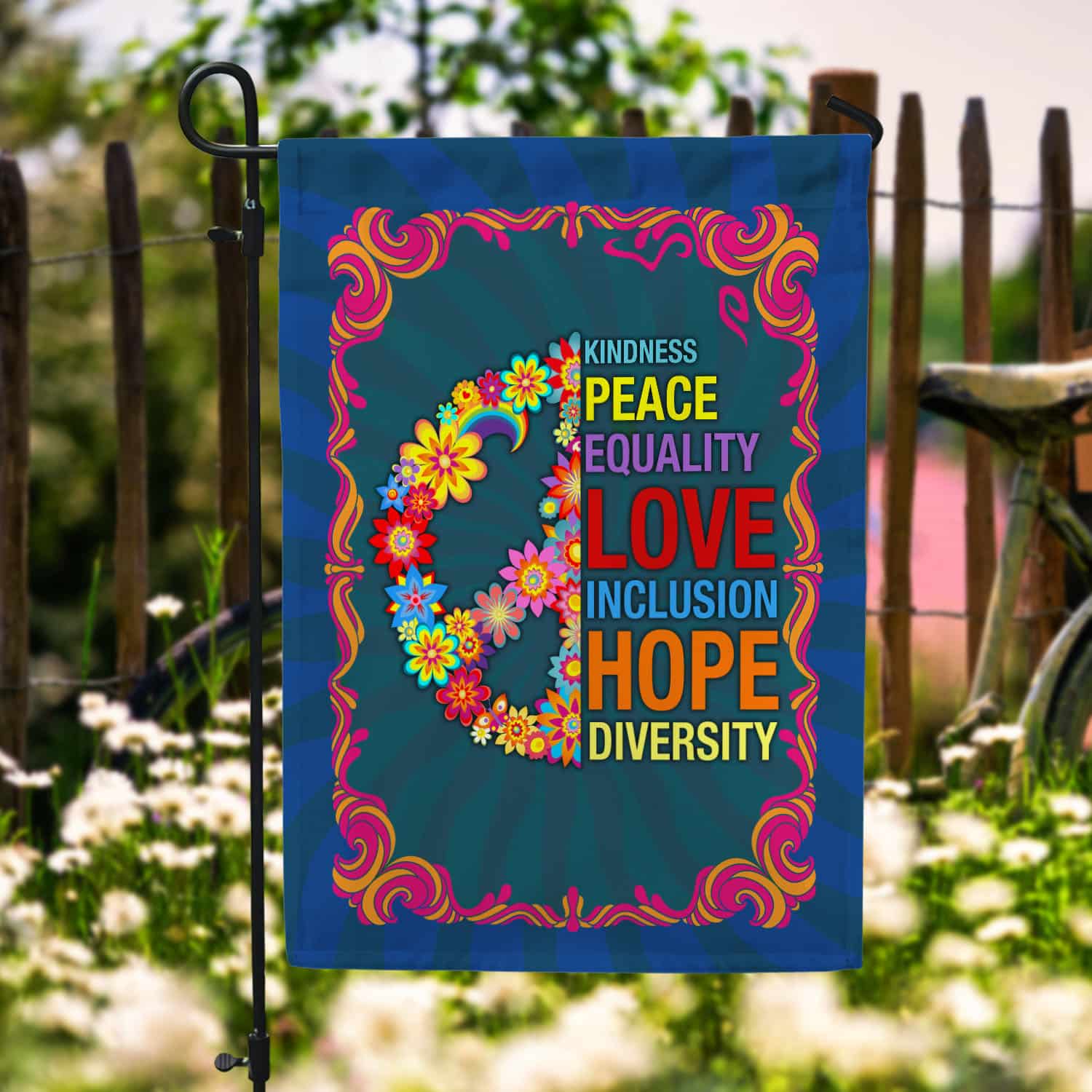 2O. Kindness Peace-30x40 Garden Flag Mockup 6
