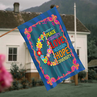 Pride Flag Kindness Peace Equality Love Inclusion Hope Diversity Human Rights Outdoor Decorative Garden Flag - House Flag