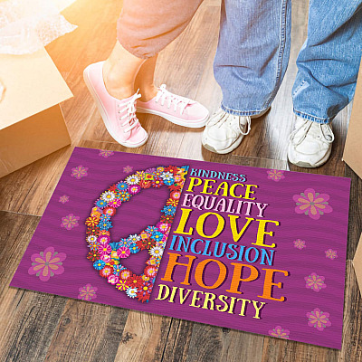 Alternative view of Pride Doormat Kindness Peace Equality Love Inclusion Hope Diversity Human Rights Entrance Decorative Doormat