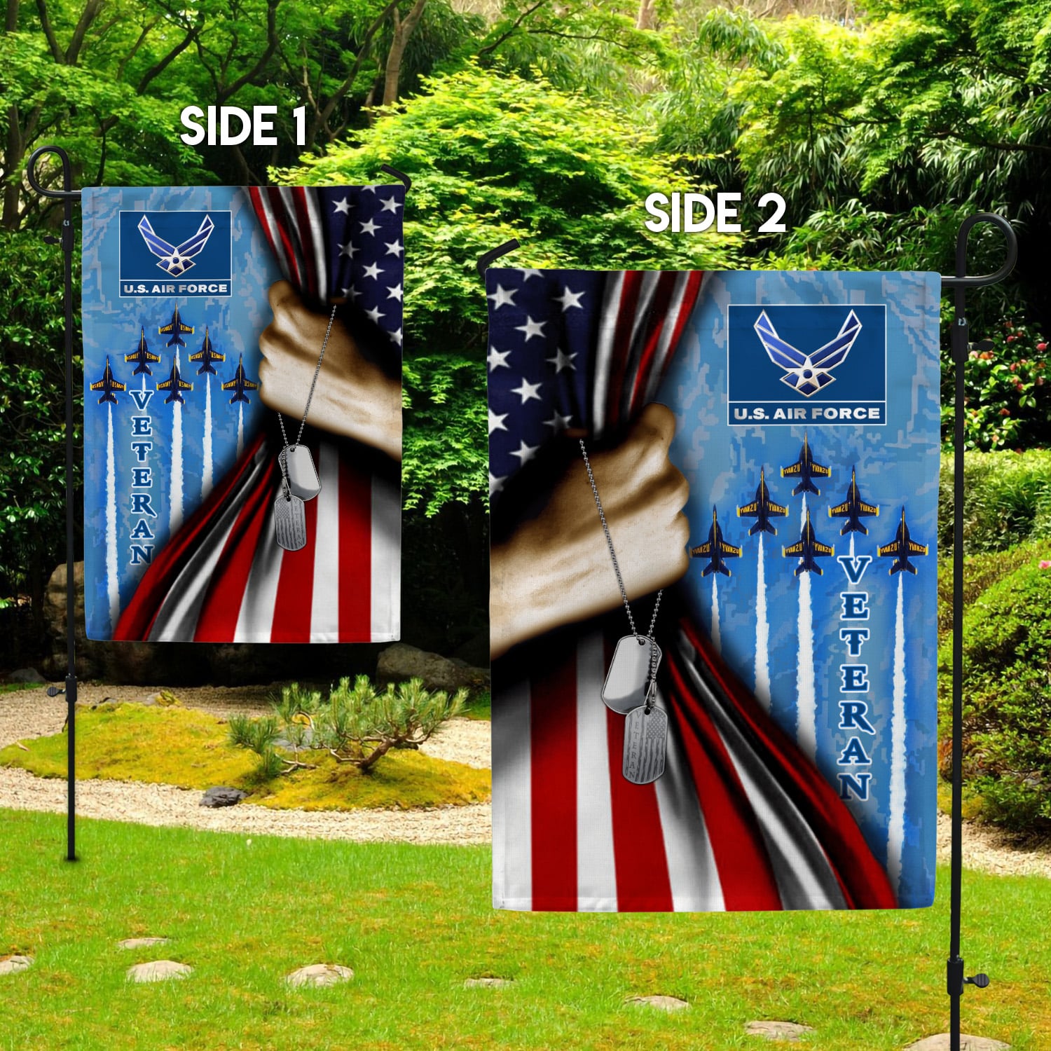 3KT. US Air Force Veteran_30x40_side 1 Garden Flag Mockup 2 Side