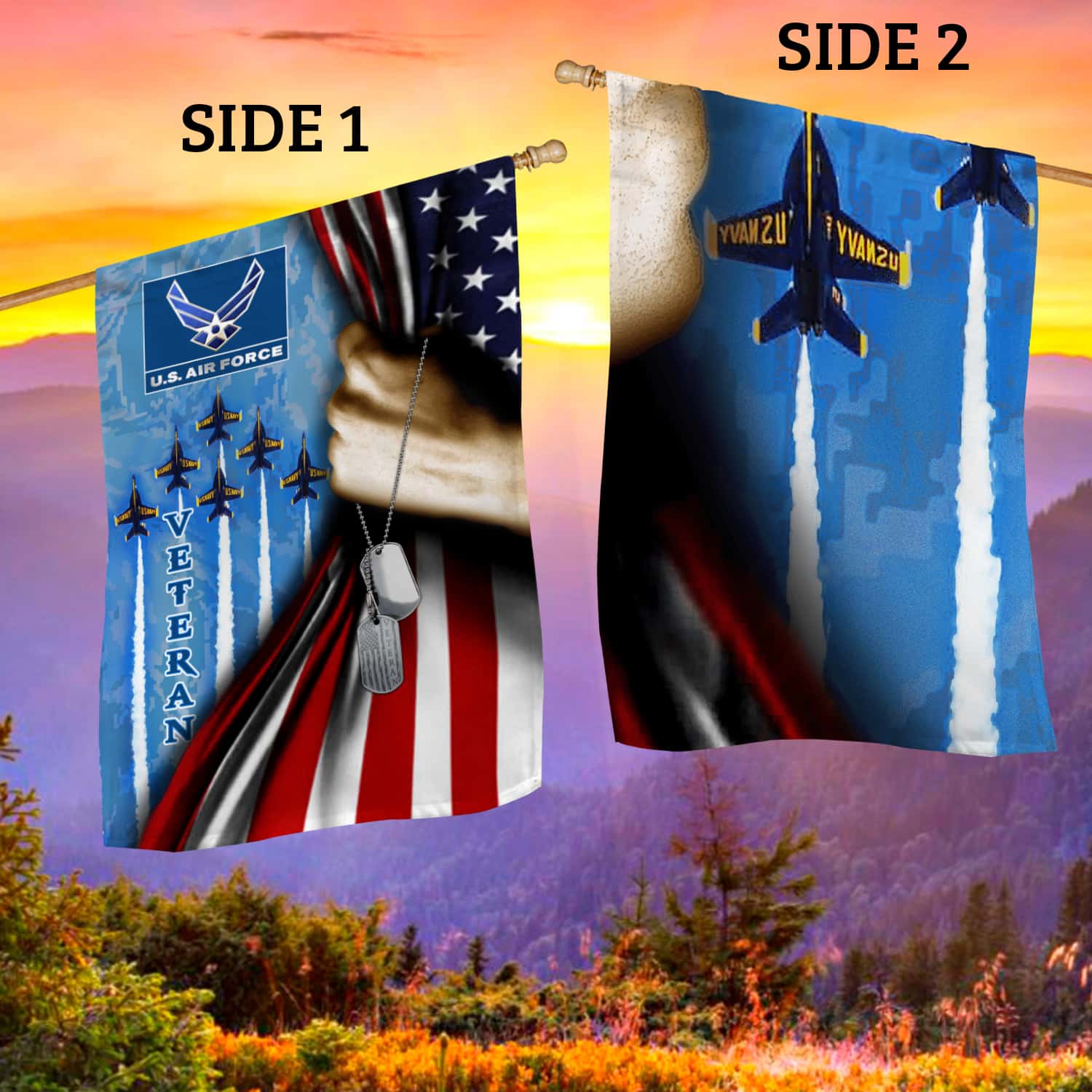 3KT. US Air Force Veteran_30x40_side 1 House Flag Mockup 2 Side