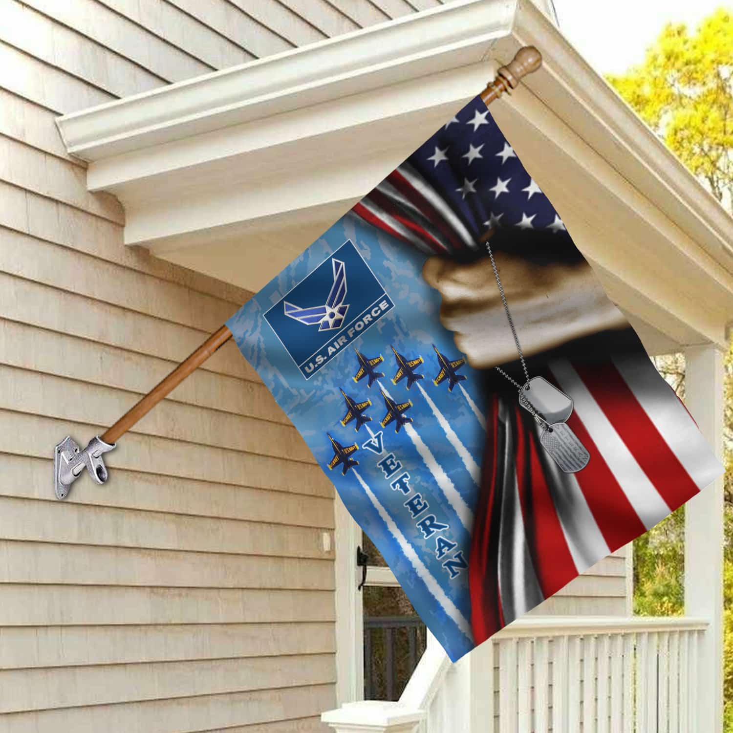 3KT. US Air Force Veteran_30x40_side 1 House Flag Mockup 2