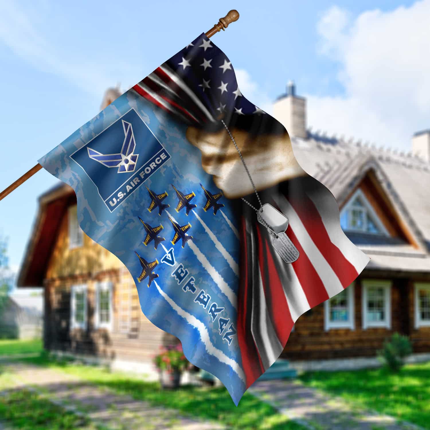 3KT. US Air Force Veteran_30x40_side 1 House Flag Mockup 5