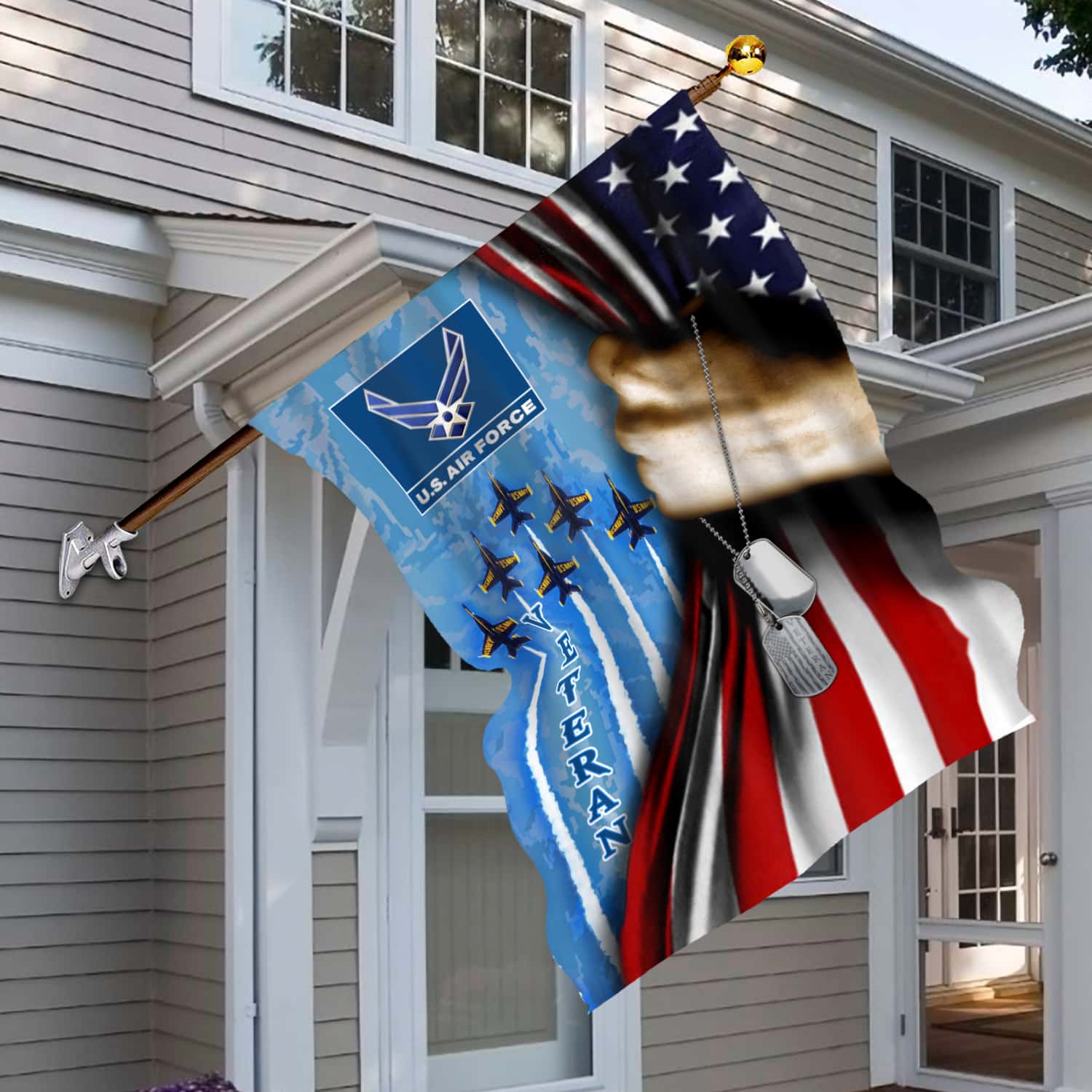 3KT. US Air Force Veteran_30x40_side 1 House Flag Mockup 6