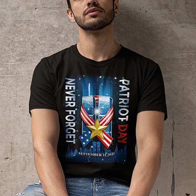Alternative view of 9/11 Never Forget Patriot Day September 11 2021 T-Shirt - 20th Anniversary Twins Tower Shirt