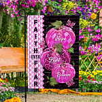 7VT. Faith Over Fear Breast Cancer Garden Flag Mockup 4