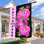 7VT. Faith Over Fear Breast Cancer House Flag Mockup 3