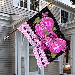 7VT. Faith Over Fear Breast Cancer House Flag Mockup 6