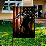 9VT. Bigfoot American Flag Garden Flag Mockup 3