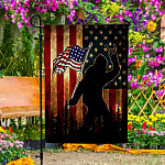 9VT. Bigfoot American Flag Garden Flag Mockup 4