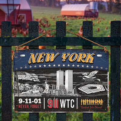 Alternative view of 9 11 Never Forget Decorative Metal Sign - United We Stand 9/11 20th Anniversary Sign