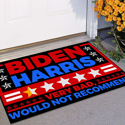 Alternative view of Biden Harris Rating Very Bad Would Not Recommended Indoor Outdoor Doormat- Anti Biden Doormat