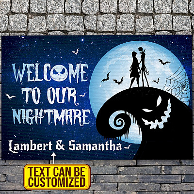 Alternative view of Personalized Welcome To Our Nightmare Jack And Sally House Doormat - Funny Halloween Outdoor Indoor Doormat
