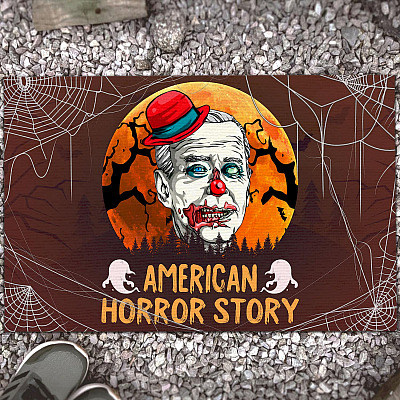 American Horror Story Funny Biden Clown Zombie Doormat Halloween Entrance Indoor Outdoor Decorative Doormat