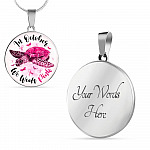 Turtle In October We Wear Pink Circle Breast Cancer Awareness Pendant Necklace - Breast Cancer Survivor Bangle