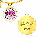 Turtle In October We Wear Pink Circle Breast Cancer Awareness Pendant Necklace - Breast Cancer Survivor Bangle
