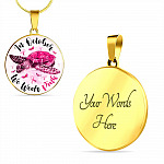 Turtle In October We Wear Pink Circle Breast Cancer Awareness Pendant Necklace - Breast Cancer Survivor Bangle